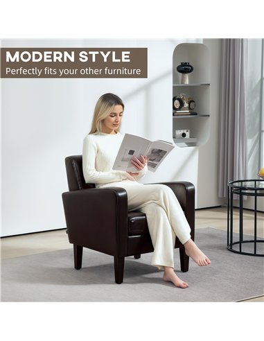 HOMCOM Faux Leather Simple Armchair - Brown