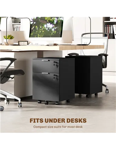 HOMCOM Two-Drawer Lockable Filing Cabinet - Black