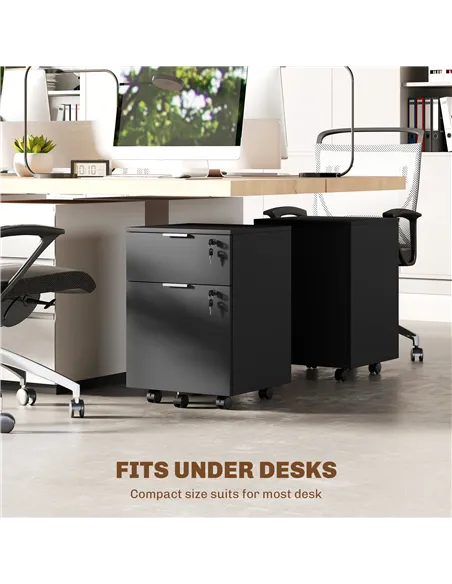 HOMCOM Two-Drawer Lockable Filing Cabinet - Black