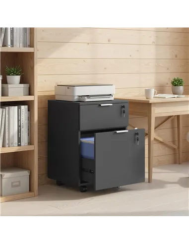 HOMCOM Two-Drawer Lockable Filing Cabinet - Black