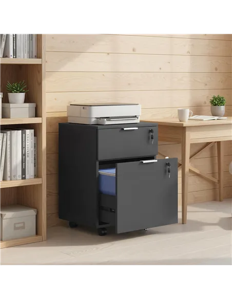 HOMCOM Two-Drawer Lockable Filing Cabinet - Black