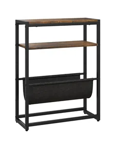 HOMCOM Narrow Side Table, End Table with 3-Tier Storage, V-Shaped Magazine Holder for Living Room, Bedroom, 43 x 18 x 56 cm, Ru