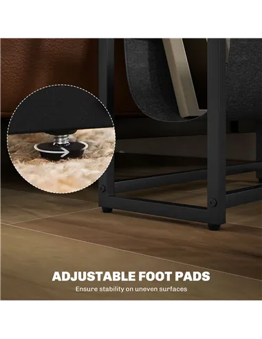 HOMCOM Narrow Side Table, End Table with 3-Tier Storage, V-Shaped Magazine Holder for Living Room, Bedroom, 43 x 18 x 56 cm, Ru