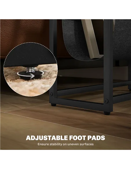 HOMCOM Narrow Side Table, End Table with 3-Tier Storage, V-Shaped Magazine Holder for Living Room, Bedroom, 43 x 18 x 56 cm, Ru