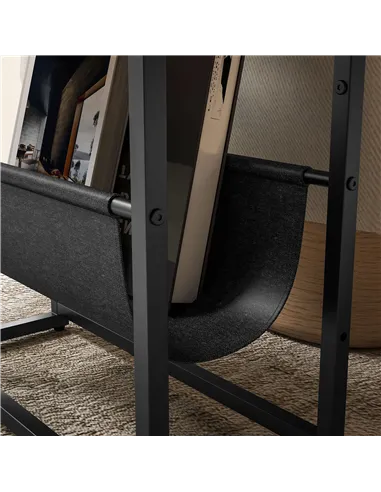 HOMCOM Narrow Side Table, End Table with 3-Tier Storage, V-Shaped Magazine Holder for Living Room, Bedroom, 43 x 18 x 56 cm, Ru