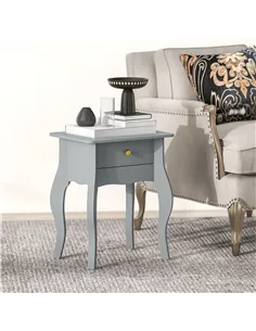 HOMCOM French Style Side Table with Drawer - Grey 2