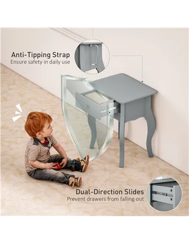 HOMCOM French Style Side Table with Drawer - Grey