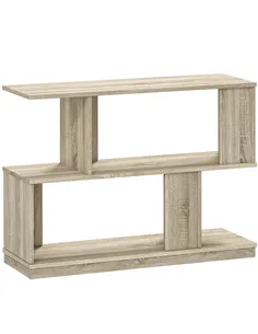 HOMCOM S-Shaped Side Table - Natural Wood Finish