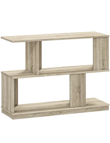 HOMCOM S-Shaped Side Table - Natural Wood Finish