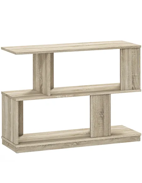 HOMCOM S-Shaped Side Table - Natural Wood Finish