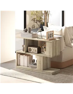 HOMCOM S-Shaped Side Table - Natural Wood Finish 2