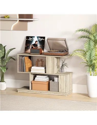 HOMCOM S-Shaped Side Table - Natural Wood Finish