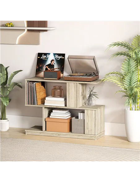 HOMCOM S-Shaped Side Table - Natural Wood Finish