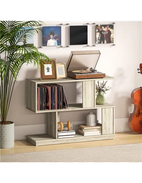 HOMCOM S-Shaped Side Table - Natural Wood Finish