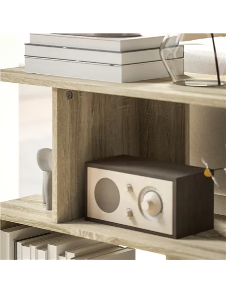 HOMCOM S-Shaped Side Table - Natural Wood Finish