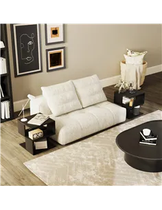 HOMCOM Set of 2 Side Table Square Coffee Table, Modern End Table with 2 Tier Storage Shelves for Living Room, Bedroom, Black 2