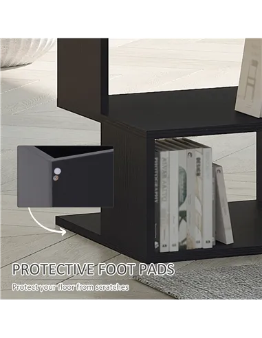 HOMCOM Set of 2 Side Table Square Coffee Table, Modern End Table with 2 Tier Storage Shelves for Living Room, Bedroom, Black