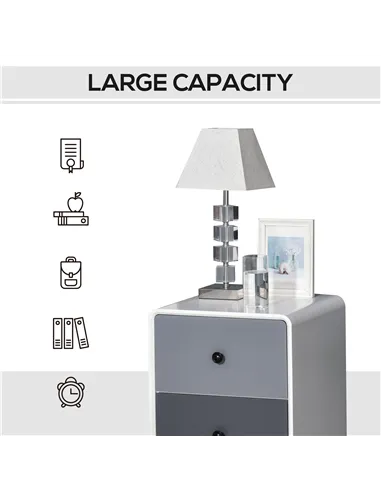 HOMCOM Modern Side Cabinet Nightstand Home Organizer with 2 Storage Drawer Unit for Bedroom, Living Room