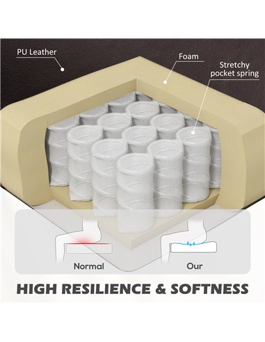 HOMCOM Faux Leather Simple Armchair - Brown