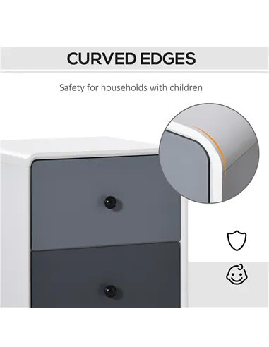 HOMCOM Modern Side Cabinet Nightstand Home Organizer with 2 Storage Drawer Unit for Bedroom, Living Room