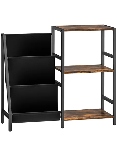 HOMCOM 3-Tier Record Player Stand, End Table for Living Room, Bedroom - Rustic Brown