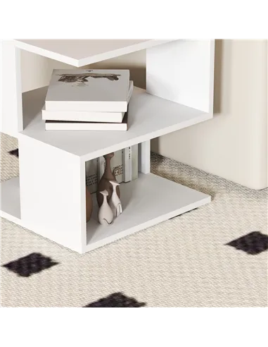 HOMCOM Set of 2 Side Table, Square Coffee Table, Modern End Table with 2 Tier Storage Shelves for Living Room, Bedroom, White