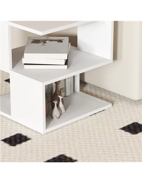 HOMCOM Set of 2 Side Table, Square Coffee Table, Modern End Table with 2 Tier Storage Shelves for Living Room, Bedroom, White