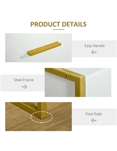 HOMCOM Bedside Table Set of 2, Modern Side Tables with Drawer and Shelf, Nightstands for Bedroom, White