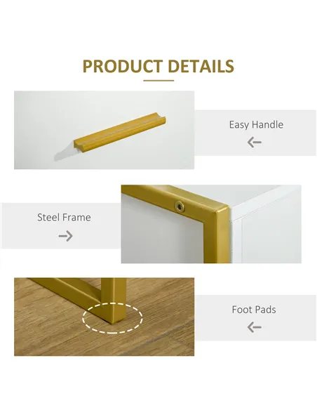 HOMCOM Bedside Table Set of 2, Modern Side Tables with Drawer and Shelf, Nightstands for Bedroom, White