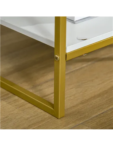 HOMCOM Bedside Table Set of 2, Modern Side Tables with Drawer and Shelf, Nightstands for Bedroom, White