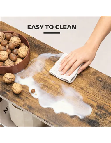 HOMCOM Side Table, Narrow End Table with Storage Shelves, S-Shaped, 3-Tier, 50W x 19.5D x 58H cm, Rustic Brown