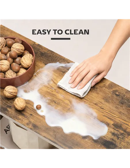 HOMCOM Side Table, Narrow End Table with Storage Shelves, S-Shaped, 3-Tier, 50W x 19.5D x 58H cm, Rustic Brown