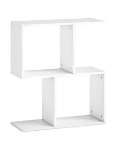 HOMCOM Side Table, Narrow End Table with Storage Shelves, S-Shaped, 3-Tier, 50W x 19.5D x 58H cm, White