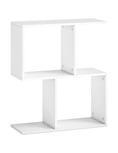 HOMCOM Side Table, Narrow End Table with Storage Shelves, S-Shaped, 3-Tier, 50W x 19.5D x 58H cm, White