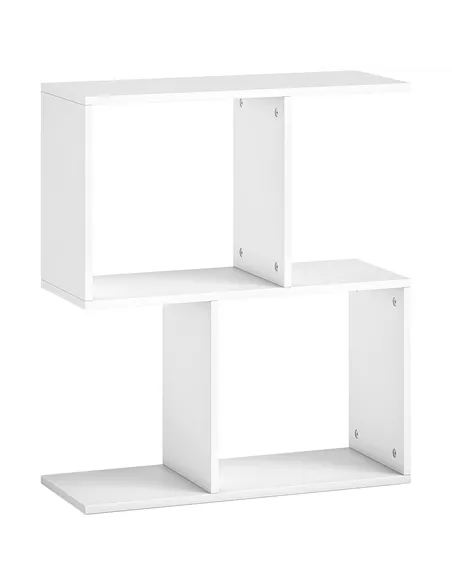 HOMCOM Side Table, Narrow End Table with Storage Shelves, S-Shaped, 3-Tier, 50W x 19.5D x 58H cm, White