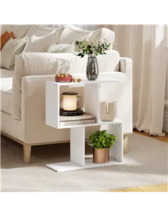 HOMCOM Side Table, Narrow End Table with Storage Shelves, S-Shaped, 3-Tier, 50W x 19.5D x 58H cm, White 2