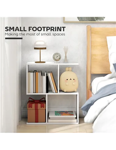 HOMCOM Side Table, Narrow End Table with Storage Shelves, S-Shaped, 3-Tier, 50W x 19.5D x 58H cm, White