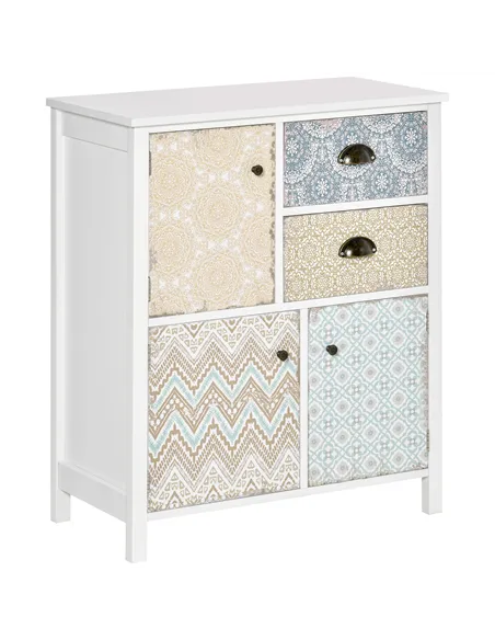 HOMCOM Drawer Table Sideboard Multi-purpose Storage Chest Shabby Chic Entryway Living Room Bedroom Furniture Organizer Unit