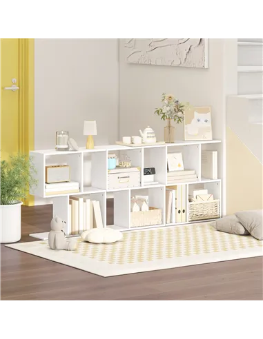 HOMCOM Side Table, Narrow End Table with Storage Shelves, S-Shaped, 3-Tier, 50W x 19.5D x 58H cm, White