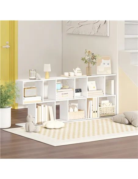 HOMCOM Side Table, Narrow End Table with Storage Shelves, S-Shaped, 3-Tier, 50W x 19.5D x 58H cm, White