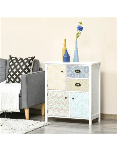 HOMCOM Drawer Table Sideboard Multi-purpose Storage Chest Shabby Chic Entryway Living Room Bedroom Furniture Organizer Unit