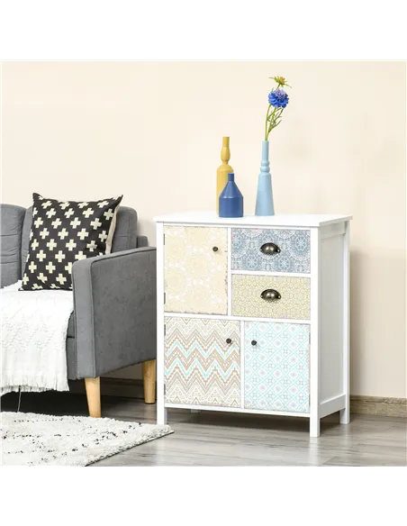 HOMCOM Drawer Table Sideboard Multi-purpose Storage Chest Shabby Chic Entryway Living Room Bedroom Furniture Organizer Unit