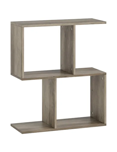 HOMCOM Side Table, Narrow End Table with Storage Shelves, S-Shaped, 3-Tier, 50W x 19.5D x 58H cm, Grey