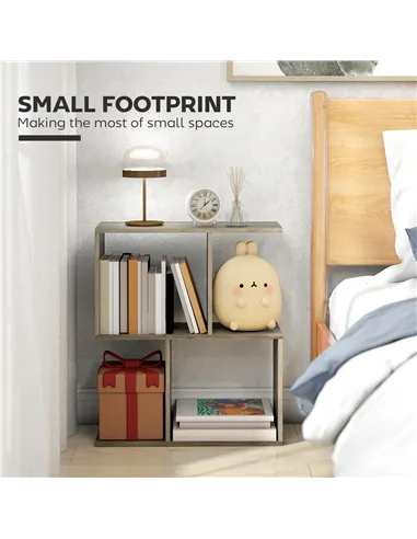 HOMCOM Side Table, Narrow End Table with Storage Shelves, S-Shaped, 3-Tier, 50W x 19.5D x 58H cm, Grey
