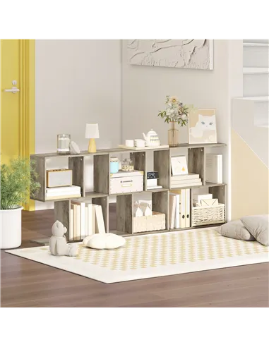 HOMCOM Side Table, Narrow End Table with Storage Shelves, S-Shaped, 3-Tier, 50W x 19.5D x 58H cm, Grey