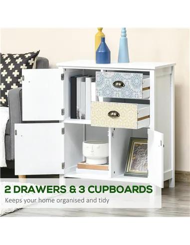 HOMCOM Drawer Table Sideboard Multi-purpose Storage Chest Shabby Chic Entryway Living Room Bedroom Furniture Organizer Unit