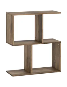 HOMCOM Side Table, Narrow End Table with Storage Shelves, S-Shaped, 3-Tier, 50W x 19.5D x 58H cm, Oak