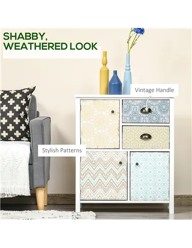 HOMCOM Drawer Table Sideboard Multi-purpose Storage Chest Shabby Chic Entryway Living Room Bedroom Furniture Organizer Unit