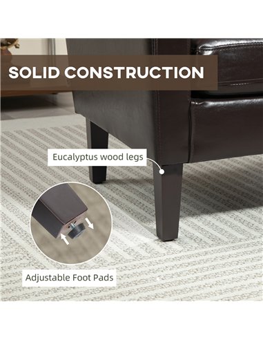 HOMCOM Faux Leather Simple Armchair - Brown