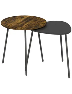 HOMCOM Nesting Side Table Set of 2 - Rustic Brown